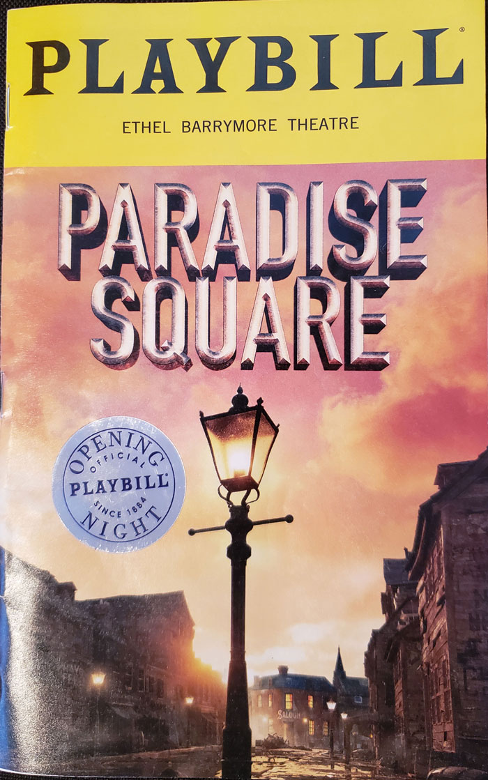 Playbill Ethel Barrymore Theater Paradise Square Opening Night 4/3/2022