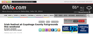 7/17/2014 Akron Beacon Journal Irish festival at Cuyahoga County Fairgrounds this weekend By Daryl V. Rowland