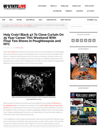 11/14/2014 Holy Craic! Black 47 To Close Curtain On 25 Year Career This Weekend With Final Two Shows In Poughkeepsie and NYC