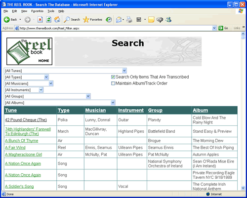 Search page screen shot